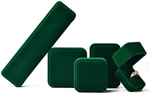 Oirlv Kadife Mücevher Kutusu Küçük Yüzük Taşıyıcı Kılıf (Yeşil)